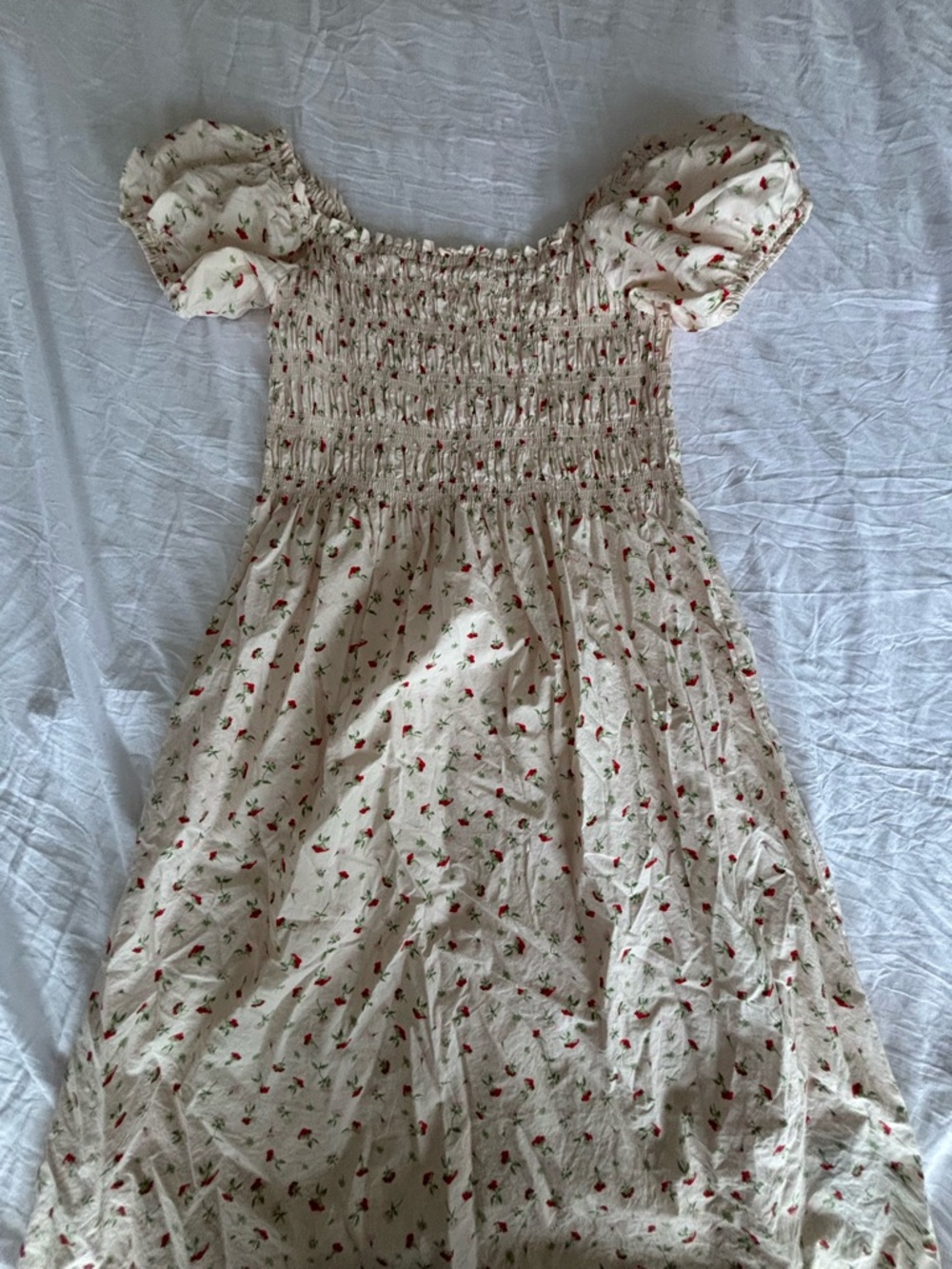 H&M Puff Sleeve Floral Midi Dress